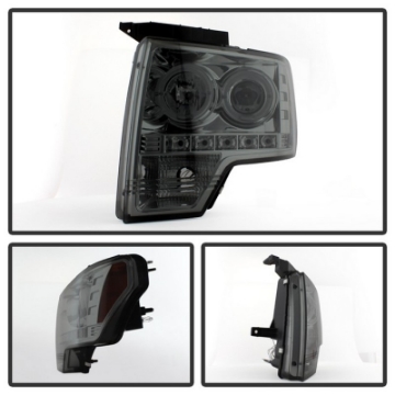 Picture of Spyder Ford F150 09-14 Projector Headlights Halogen Model- LED Halo LED Smke PRO-YD-FF15009-HL-SM
