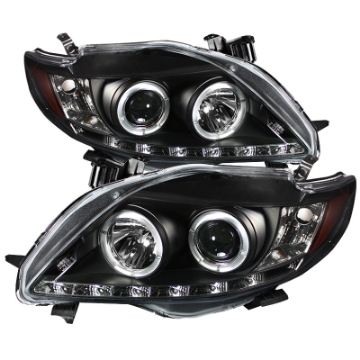 Picture of Spyder Toyota Corolla 09-10 Projector Headlights LED Halo DRL Blk High H1 Low H1 PRO-YD-TC09-DRL-BK