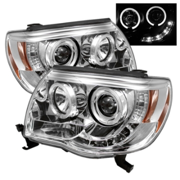 Picture of Spyder Toyota Tacoma 05-11 Projector Headlights LED Halo LED Chrome High H1 Low H1 PRO-YD-TT05-HL-C