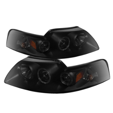 Picture of Spyder Ford Mustang 99-04 Projector Headlights LED Halo Blk Smke PRO-YD-FM99-1PC-AM-BSM