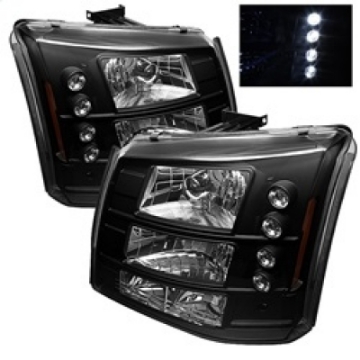 Picture of Spyder Chevy Silverado 1500-2500 03-06 Bumper Lights Crystal Headlights Blk HD-YD-CS03-1PC-AM-BK