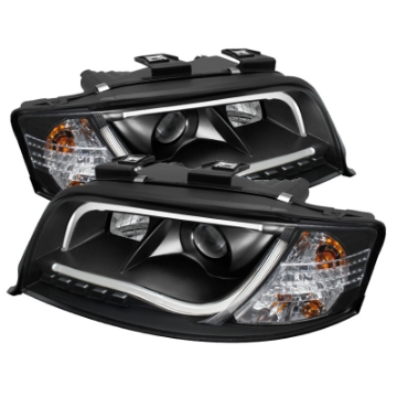 Picture of Spyder Audi A6 02-04 Projector Headlights Halogen Model Light Tube DRL Blk PRO-YD-ADA601-LTDRL-BK