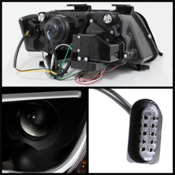 Picture of Spyder Audi A6 02-04 Projector Headlights Halogen Model Light Tube DRL Blk PRO-YD-ADA601-LTDRL-BK
