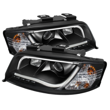 Picture of Spyder Audi A6 02-04 Projector Headlights Halogen Model Light Tube DRL Blk PRO-YD-ADA601-LTDRL-BK