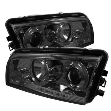 Picture of Spyder Dodge Charger 06-10 Projector Headlights Halogen Only - LED Halo LED Smke PRO-YD-DCH05-LED-SM