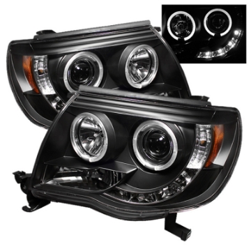 Picture of Spyder Toyota Tacoma 05-11 Projector Headlights LED Halo LED Black High H1 Low H1 PRO-YD-TT05-HL-BK