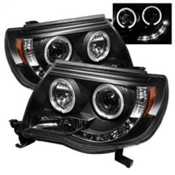 Picture of Spyder Toyota Tacoma 05-11 Projector Headlights LED Halo LED Black High H1 Low H1 PRO-YD-TT05-HL-BK