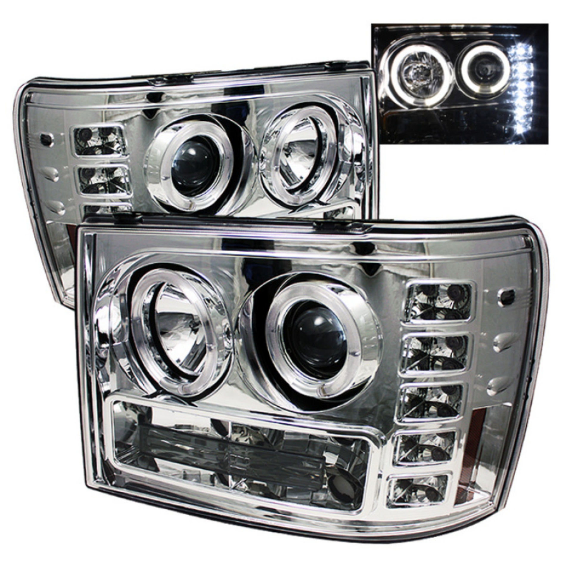 Picture of Spyder GMC Sierra 1500-2500-3500 07-13 Projector Headlights LED Halo- LED Chrome PRO-YD-GS07-HL-C