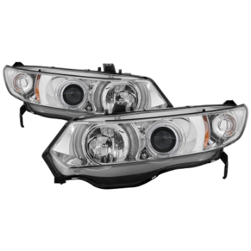 Picture of Spyder Honda Civic 06-08 2Dr Projector Headlights LED Halo Chrome High H1 Low H1 PRO-YD-HC06-2D-HL-C
