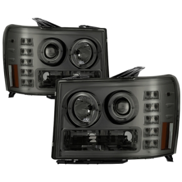 Picture of Spyder GMC Sierra 1500-2500-3500 07-13 Projector Headlights LED Halo- LED Smoke PRO-YD-GS07-HL-SM
