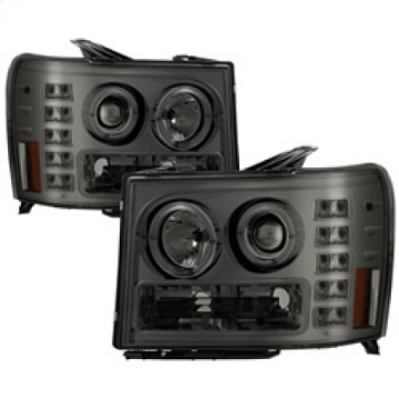Picture of Spyder GMC Sierra 1500-2500-3500 07-13 Projector Headlights LED Halo- LED Smoke PRO-YD-GS07-HL-SM