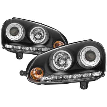 Picture of Spyder Volkswagen GTI 06-09-Jetta 06-09 Halogen Model Only - LED Halo DRL Black PRO-YD-VG06-HL-BK