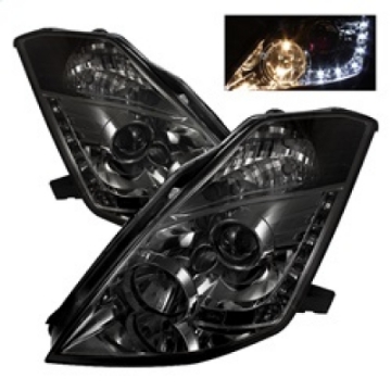 Picture of Spyder Nissan 350Z 03-05 Projector Headlights Halogen Model Only - DRL Smoke PRO-YD-N350Z02-DRL-SM