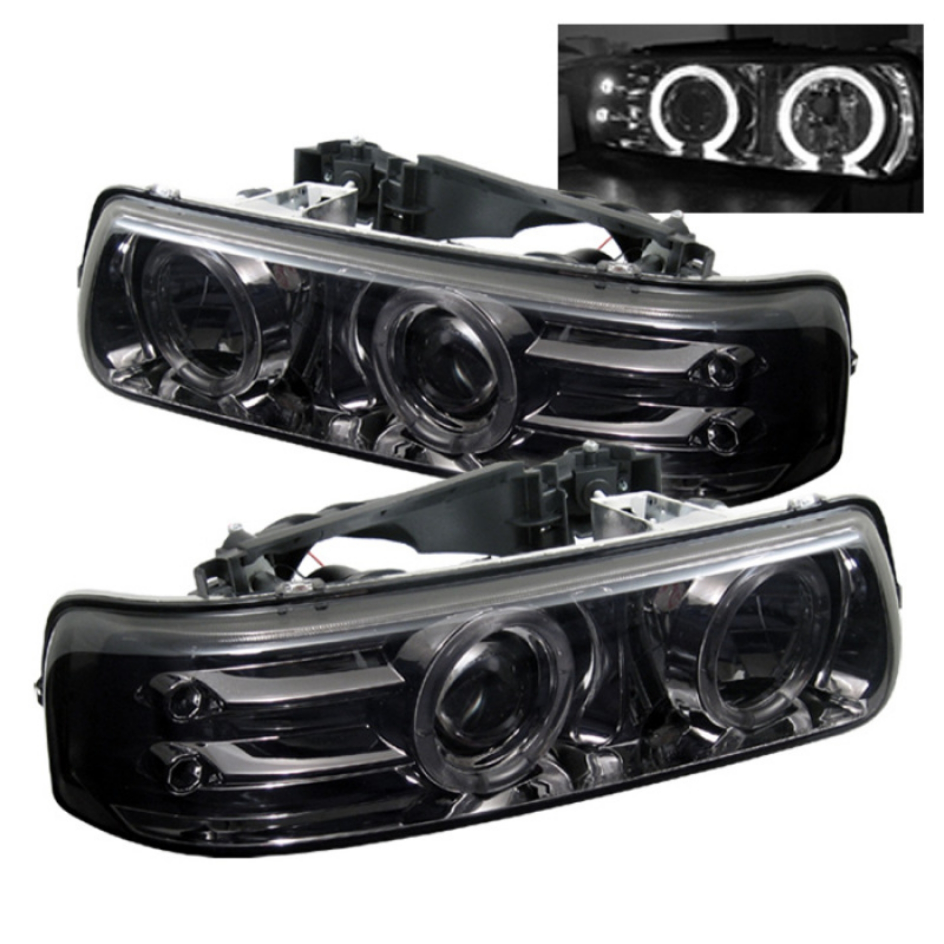Picture of Spyder Chevy Silverado 1500-2500 99-02 Projector Headlights LED Halo LED Smoke PRO-YD-CS99-HL-SMC