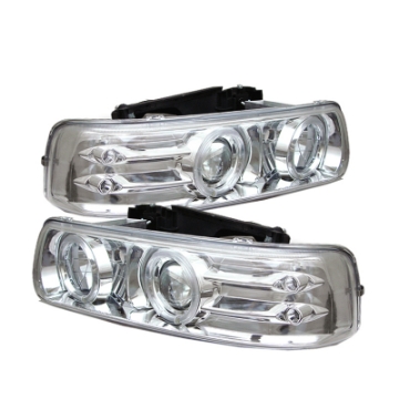 Picture of Spyder Chevy Silverado 1500-2500 99-02Projector Headlights LED Halo LED Chrome PRO-YD-CS99-HL-C