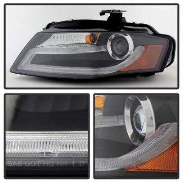 Picture of Spyder Audi A4 09-12 Projector Headlights Xenon-HID Model Only - DRL LED Blk PRO-YD-AA408-HID-DRL-BK