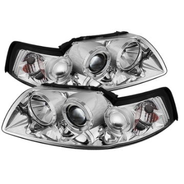 Picture of Spyder Ford Mustang 99-04 Projector Headlights LED Halo Chrome High H1 Low H1 PRO-YD-FM99-1PC-AM-C