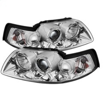 Picture of Spyder Ford Mustang 99-04 Projector Headlights LED Halo Chrome High H1 Low H1 PRO-YD-FM99-1PC-AM-C