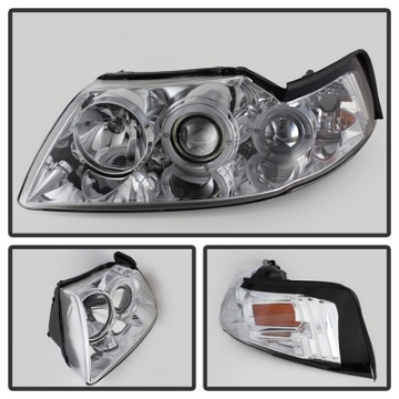 Picture of Spyder Ford Mustang 99-04 Projector Headlights LED Halo Chrome High H1 Low H1 PRO-YD-FM99-1PC-AM-C