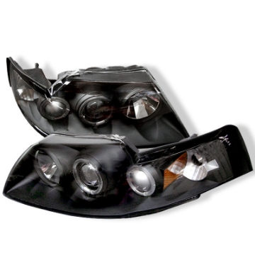 Picture of Spyder Ford Mustang 99-04 Projector Headlights LED Halo Black High H1 Low H1 PRO-YD-FM99-1PC-AM-BK