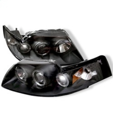 Picture of Spyder Ford Mustang 99-04 Projector Headlights LED Halo Black High H1 Low H1 PRO-YD-FM99-1PC-AM-BK