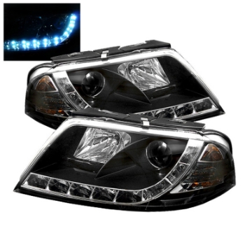 Picture of Spyder Volkswagen Passat 01-05 Projector Headlights DRL Black High H1 Low H1 PRO-YD-VP01-DRL-BK