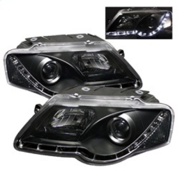 Picture of Spyder Volkswagen Passat 06-08 Projector Headlights DRL Black High H1 Low H1 PRO-YD-VP06-DRL-BK