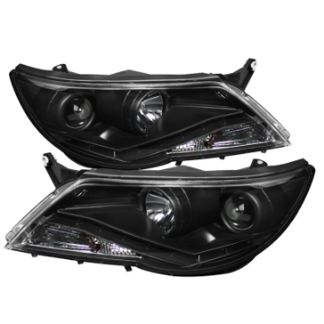 Picture of Spyder Volkswagen Tiguan 09-11 Projector Headlights DRL Black High H1 Low H7 PRO-YD-VTIG09-DRL-BK