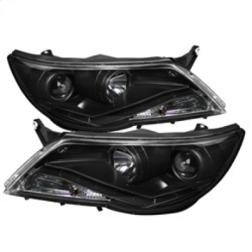 Picture of Spyder Volkswagen Tiguan 09-11 Projector Headlights DRL Black High H1 Low H7 PRO-YD-VTIG09-DRL-BK