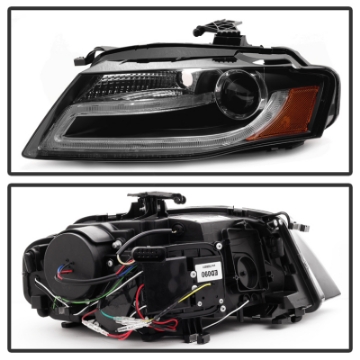 Picture of Spyder Audi A4 09-12 Projector Headlights Halogen Model Only - DRL LED Black PRO-YD-AA408-DRL-BK