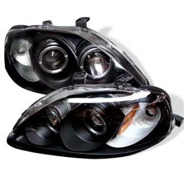 Picture of Spyder Honda Civic 99-00 Projector Headlights LED Halo Black High H1 Low H1 PRO-YD-HC99-AM-BK