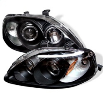 Picture of Spyder Honda Civic 99-00 Projector Headlights LED Halo Black High H1 Low H1 PRO-YD-HC99-AM-BK