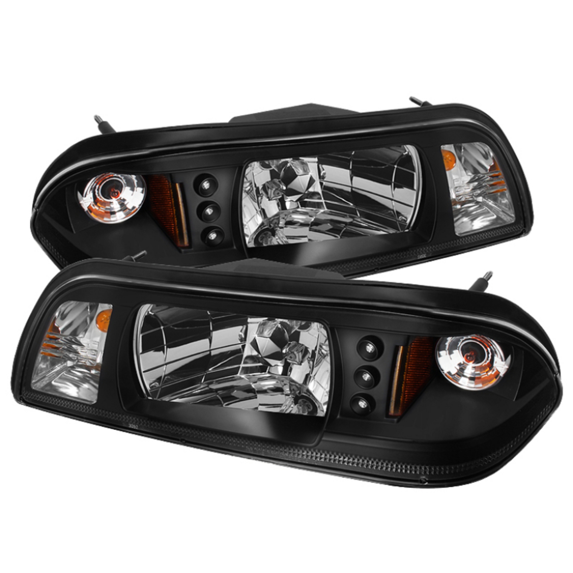 Picture of Spyder Ford Mustang 87-93 1PC LED Replaceable LEDsCrystal Headlights Black HD-YD-FM87-1PC-LED-BK