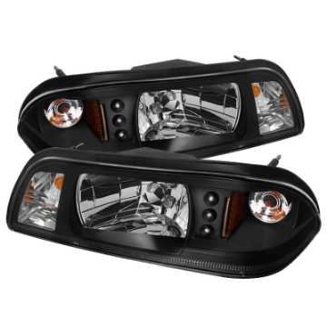 Picture of Spyder Ford Mustang 87-93 1PC LED Replaceable LEDsCrystal Headlights Black HD-YD-FM87-1PC-LED-BK