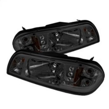 Picture of Spyder Ford Mustang 87-93 1PC LED Replaceable LEDsCrystal Headlights Black HD-YD-FM87-1PC-LED-SM