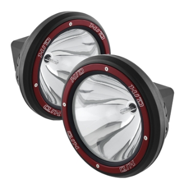 Picture of Spyder 7 Inch HID 4x4 fog lights Black-Red Housing w-wiring W-Switch- Chrome FL-CH-JK7004BR-C