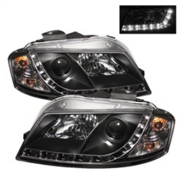Picture of Spyder Audi A3 06-08 Projector Headlights Halogen Model Only - DRL Black PRO-YD-AA306-DRL-BK