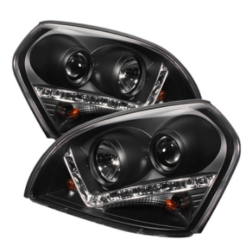 Picture of Spyder Hyundai Tucson 04-09 Projector Headlights DRL Black High H1 Low H1 PRO-YD-HYTUC04-DRL-BK