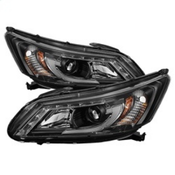 Picture of Spyder Honda Accord 2013-2015 4DR Projector Headlights Light Bar DRL Black PRO-YD-HA13-LBDRL-BK