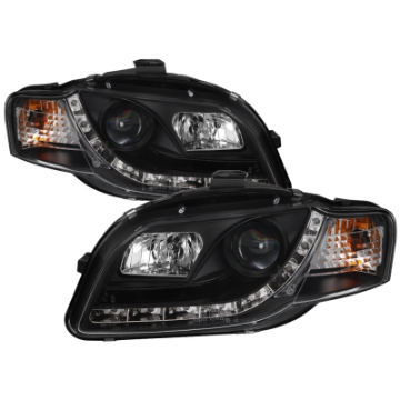 Picture of Spyder Audi A4 06-08 Projector Headlights Halogen Model Only - DRL Black PRO-YD-AA405-DRL-BK