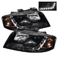 Picture of Spyder Audi A6 02-04 Projector Headlights Halogen Model Only - DRL Black PRO-YD-ADA601-DRL-BK