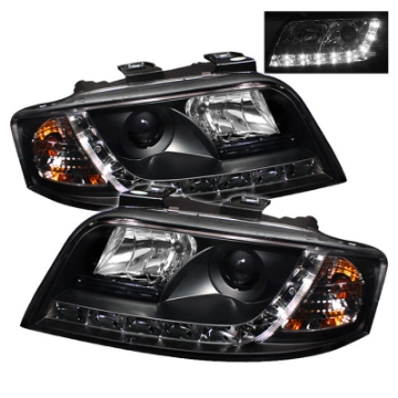 Picture of Spyder Audi A6 02-04 Projector Headlights Halogen Model Only - DRL Black PRO-YD-ADA601-DRL-BK
