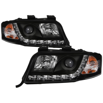 Picture of Spyder Audi A6 02-04 Projector Headlights Halogen Model Only - DRL Black PRO-YD-ADA601-DRL-BK