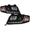 Picture of Spyder Audi A6 02-04 Projector Headlights Halogen Model Only - DRL Black PRO-YD-ADA601-DRL-BK