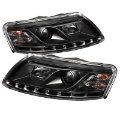 Picture of Spyder Audi A6 05-07 Projector Headlights Halogen Model Only - DRL Black PRO-YD-ADA605-DRL-BK