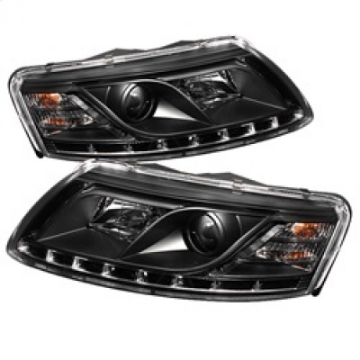 Picture of Spyder Audi A6 05-07 Projector Headlights Halogen Model Only - DRL Black PRO-YD-ADA605-DRL-BK