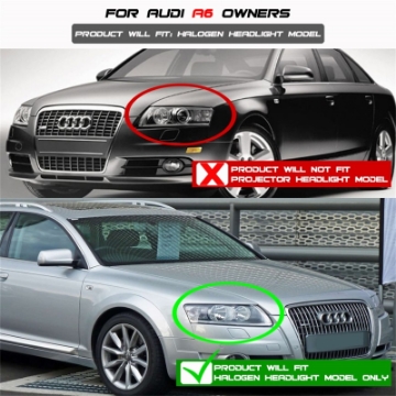 Picture of Spyder Audi A6 05-07 Projector Headlights Halogen Model Only - DRL Black PRO-YD-ADA605-DRL-BK