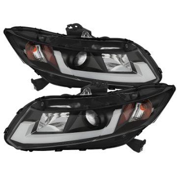 Picture of Spyder 12-14 Honda Civic Excl- 2014 Coupe Projector Headlights Lgtbr DRL Black PRO-YD-HC12-DRL-BK