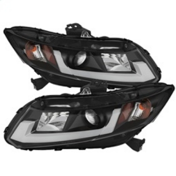 Picture of Spyder 12-14 Honda Civic Excl- 2014 Coupe Projector Headlights Lgtbr DRL Black PRO-YD-HC12-DRL-BK
