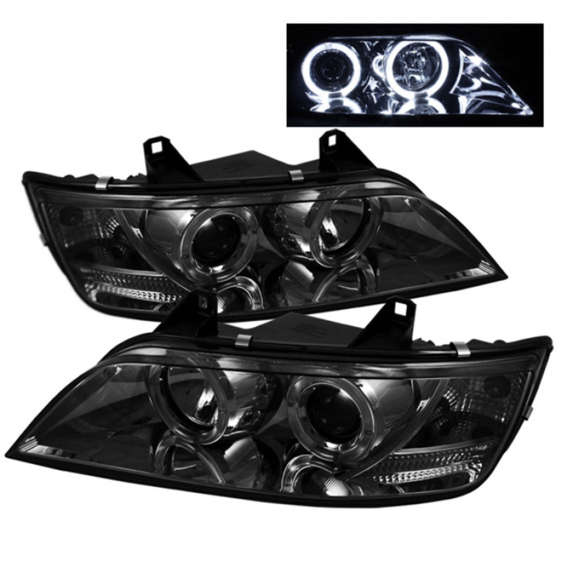 Picture of Spyder BMW Z3 96-02 Projector Headlights LED Halo Smoke High H1 Low H1 PRO-YD-BMWZ396-HL-SM